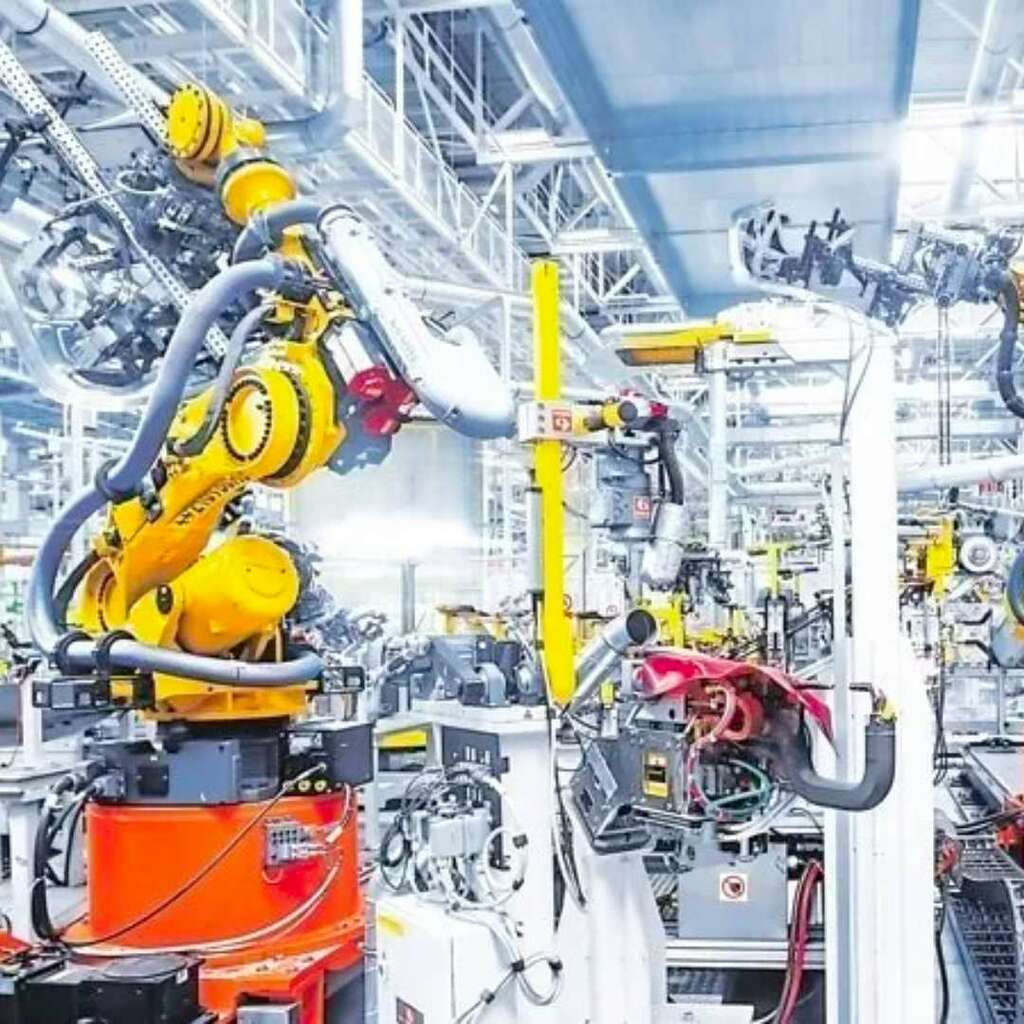 robots in factory doing work