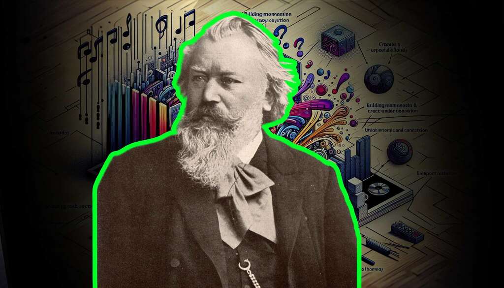 famous music composer sits and watches his masterpiece music composition come to life