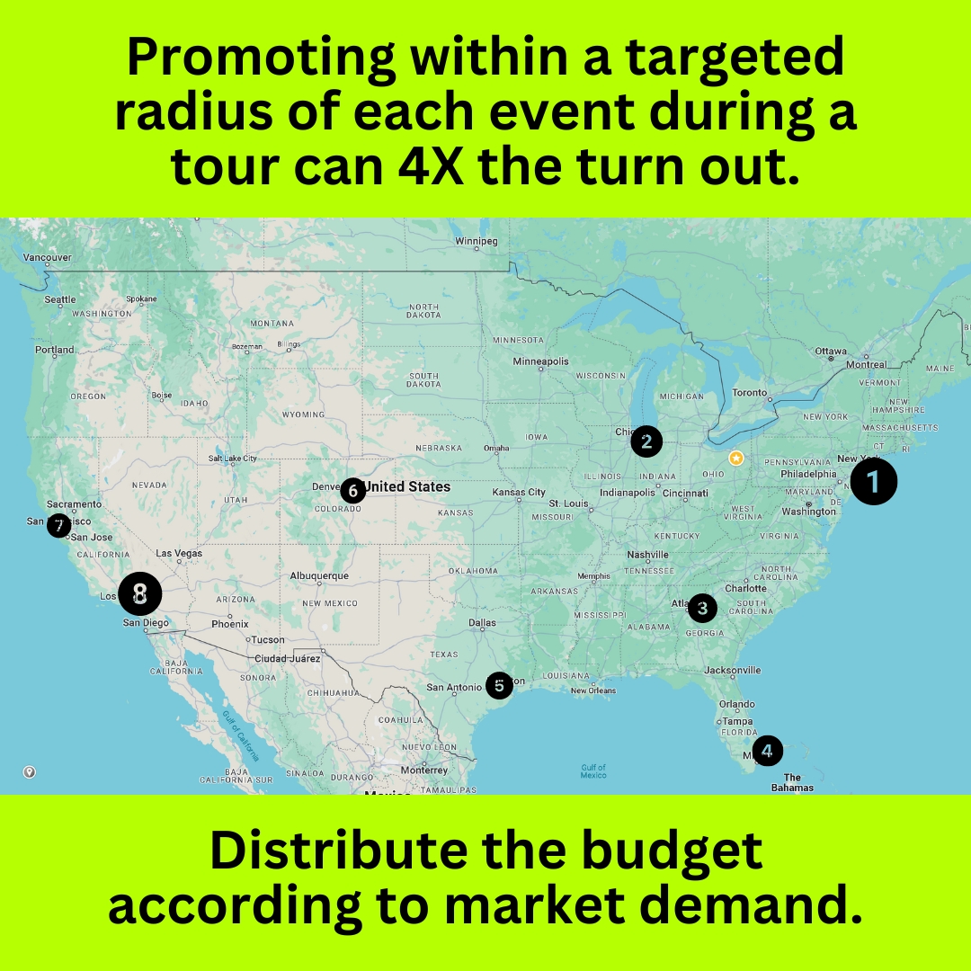 a map depicting advertising budget across us cities.