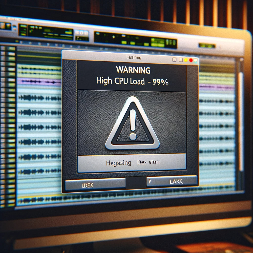 a warning message inside of pro tools indicating high cpu load.