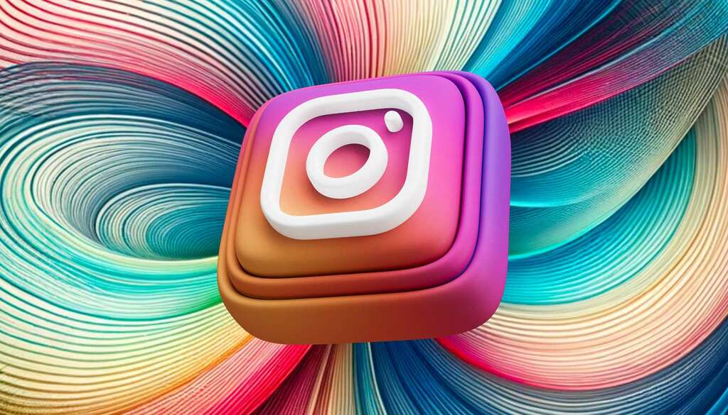 Instagram logo surrounded by colored marketing hype and promotions