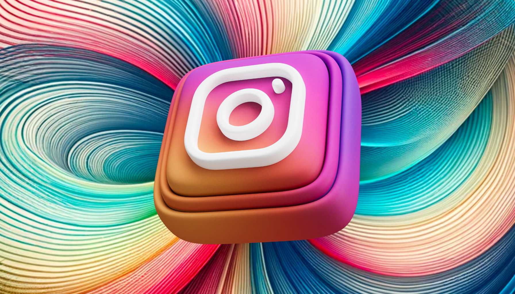 Instagram logo surrounded by colored marketing hype and promotions