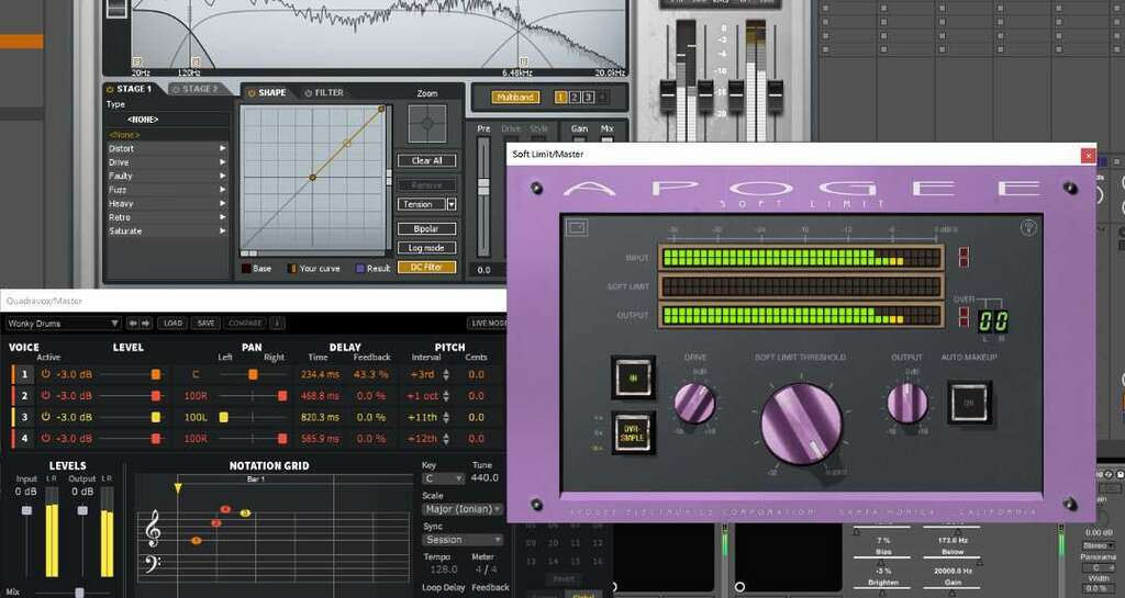 a variety of plugins creating a unique effect.