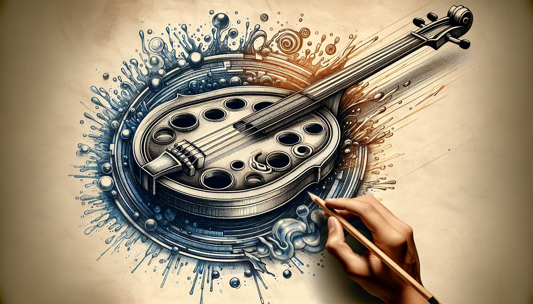 hand drawing of one of the weirdest most unique instruments in the world