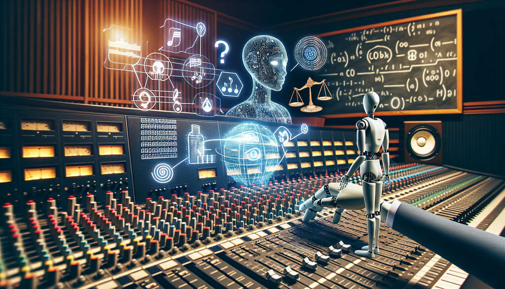 ai controlling the mixing console of a music studio