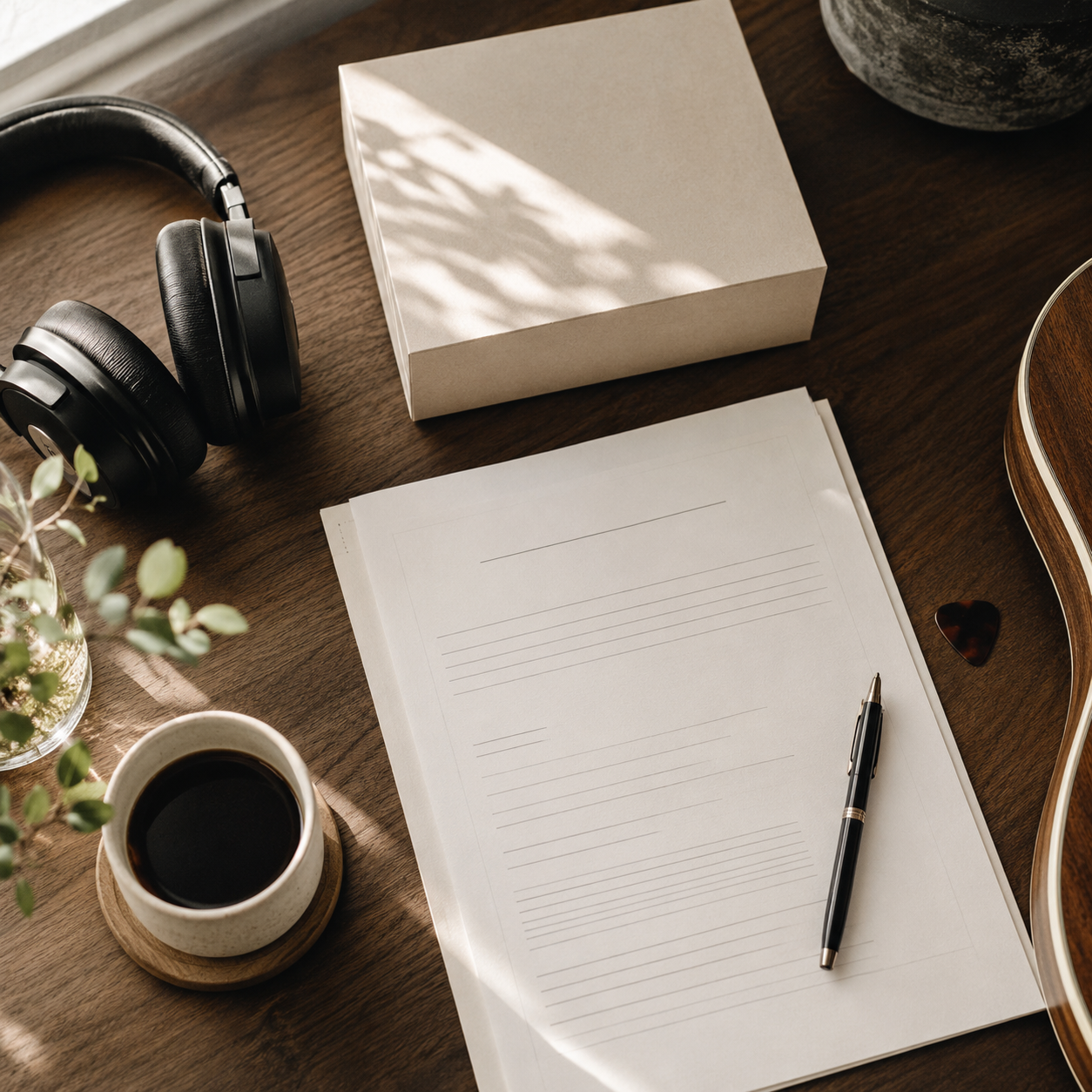 Anatomy of a successful music and brand partnership — studio desk flat lay