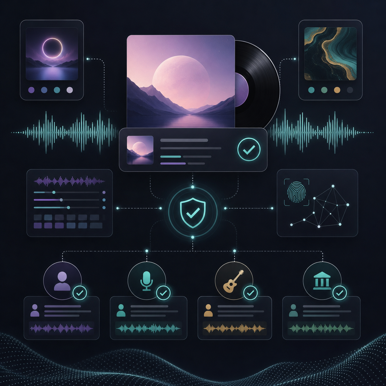 Smartphone at a concert showing blockchain access or token-based verification while the crowd and stage are visible in the background.