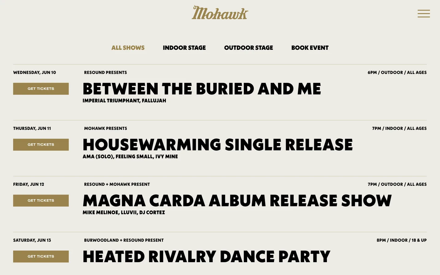 Mohawk live music venue on Red River Street in Austin
