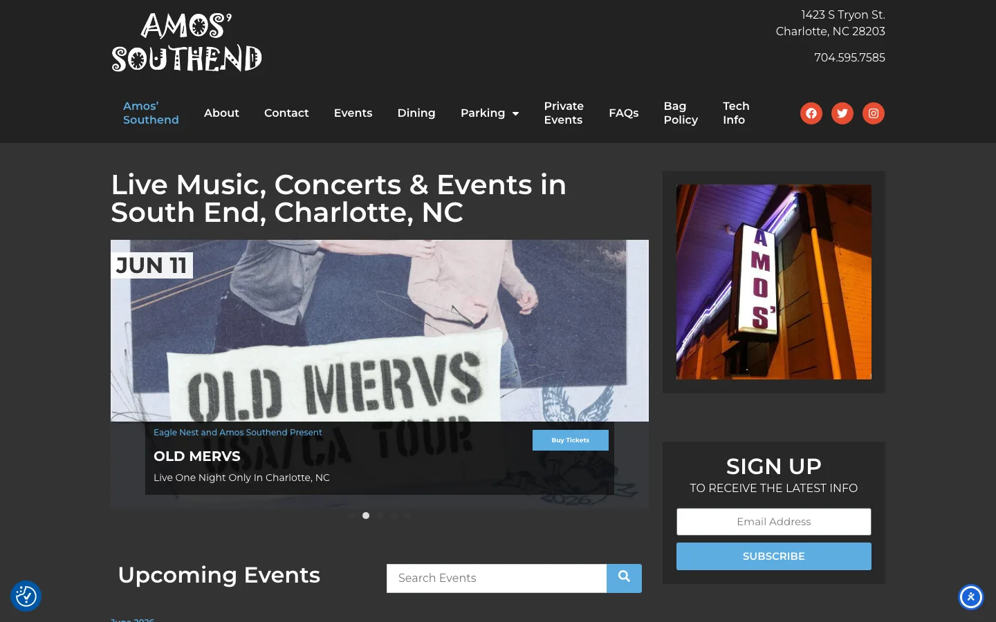 Amos' Southend live music venue in Charlotte