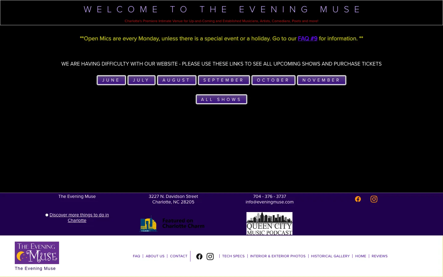 The Evening Muse live music venue in Charlotte