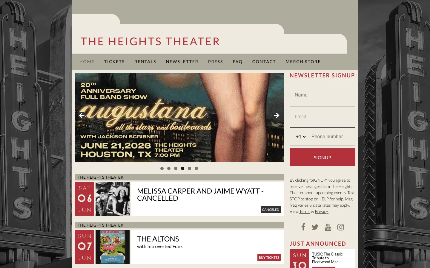 The Heights Theater live music venue in Houston