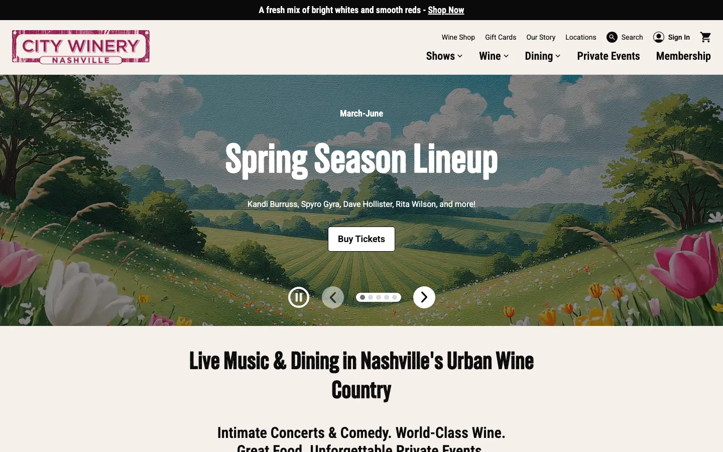 City Winery Nashville seated live music venue in SoBro